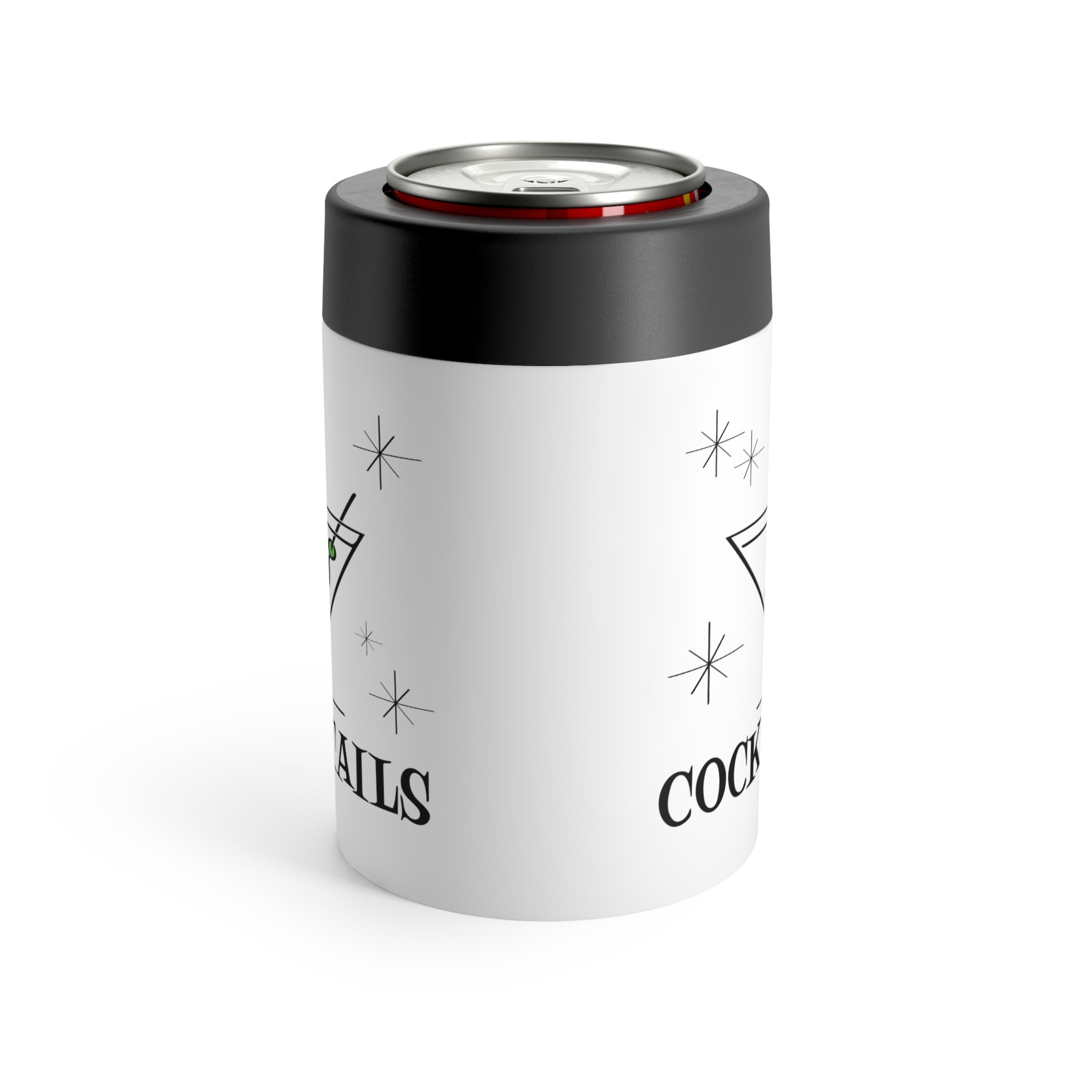 Martini Cocktails Atomic Retro Style Print Lined Stainless Steel Can Holder