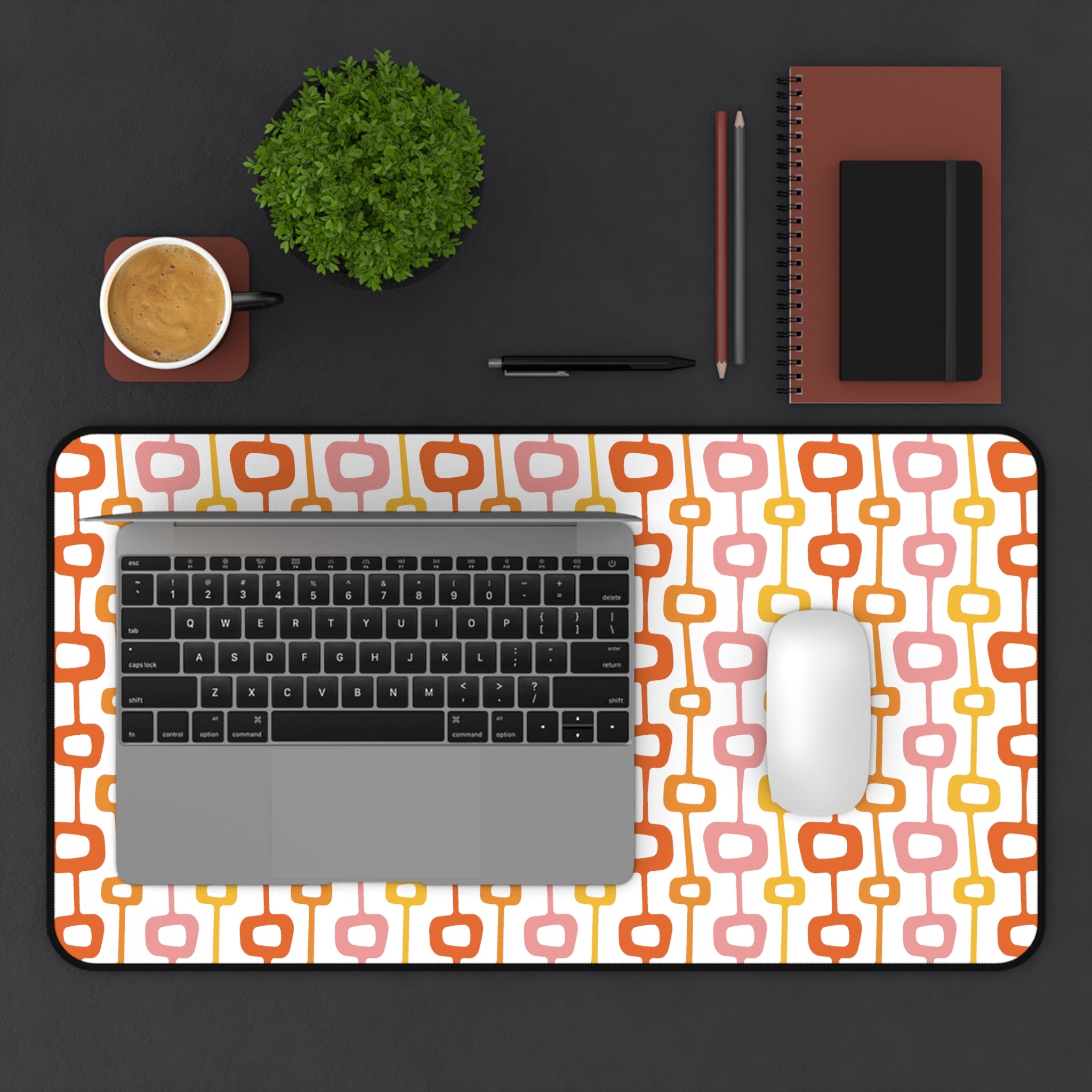 Atomic Squares Mid Century Atomic Era Retro Style Desk Mat - 3 Size Options