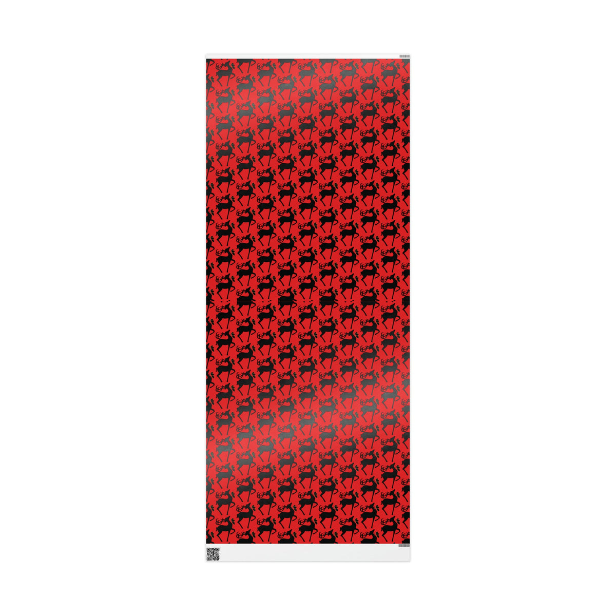 Reindeer Silhouette Red Mid Century Retro Christmas Print Holiday Gift Wrap Paper - Glossy Or Matte