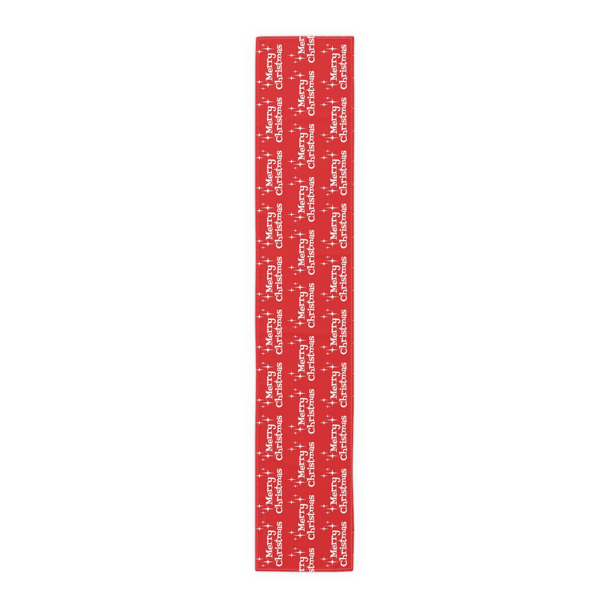 Merry Christmas Starburst Atomic Mid Century Retro Style Christmas Decor Red Cotton Poly Table Runner