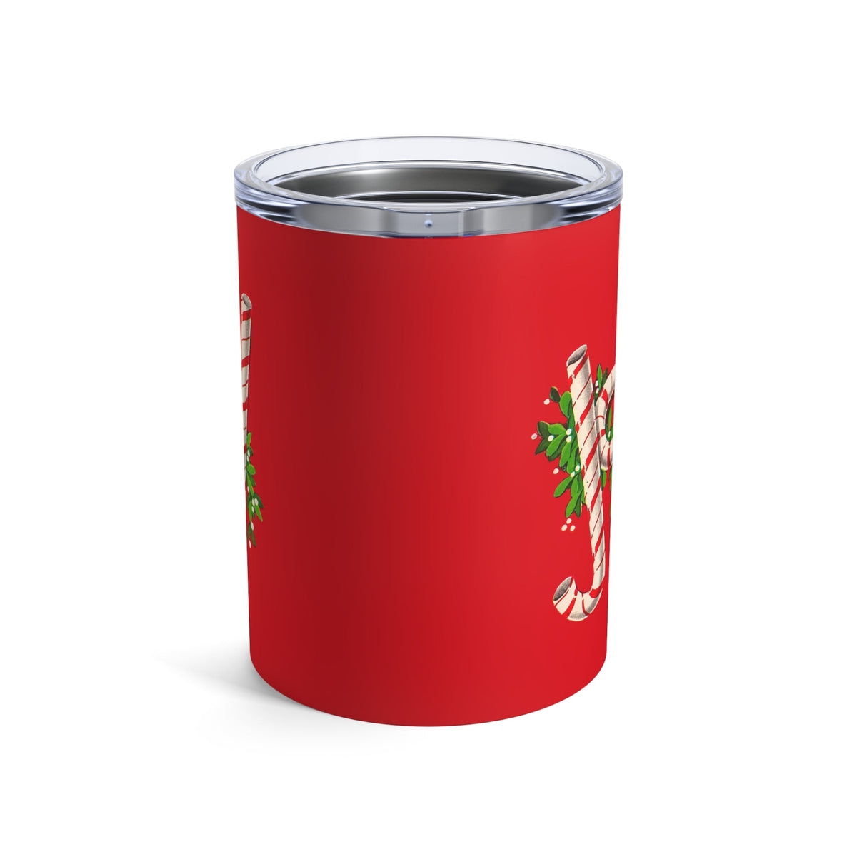 Joy Candy Canes Mid Century Retro Christmas Print Stainless Steel Tumbler 10oz