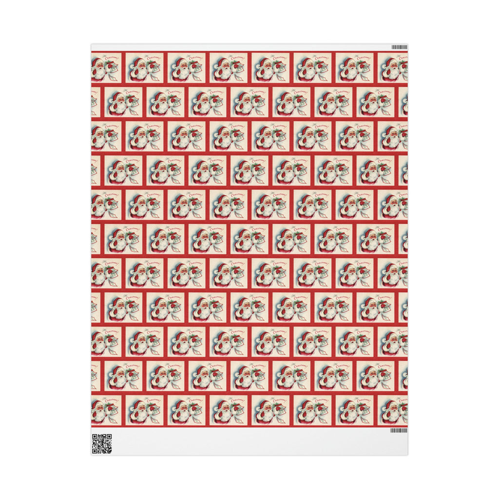 It's Christmas Santa With Calendar Retro Christmas Print Holiday Gift Wrap Paper - Glossy Or Matte