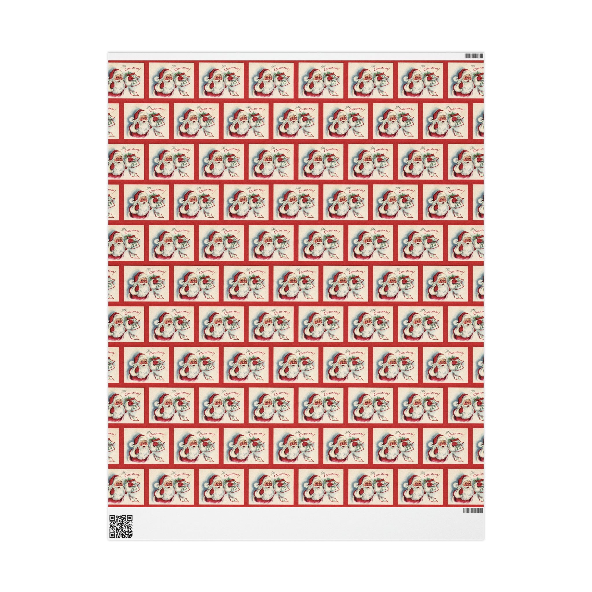 It's Christmas Santa With Calendar Retro Christmas Print Holiday Gift Wrap Paper - Glossy Or Matte