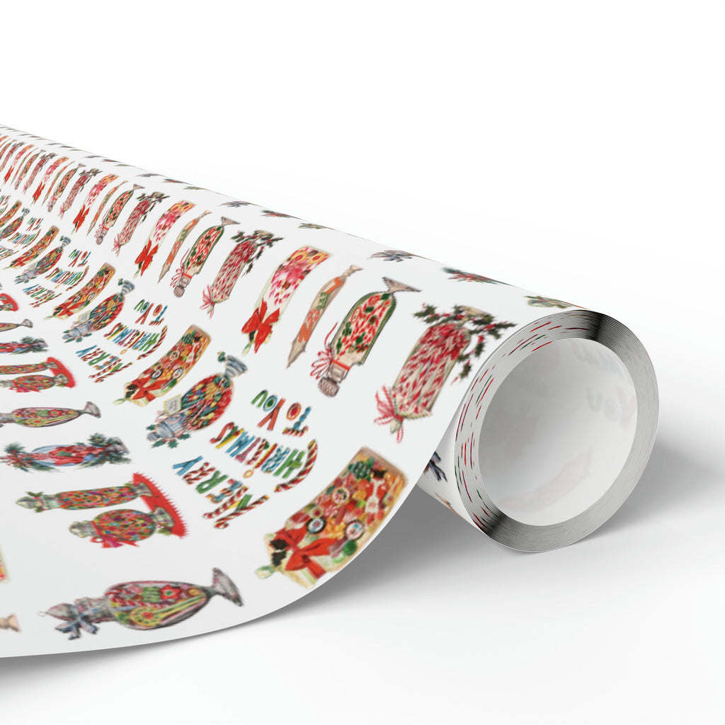 Merry Christmas To You Christmas Candy Mid Century Retro Christmas Print Holiday Gift Wrap Paper - Glossy Or Matte