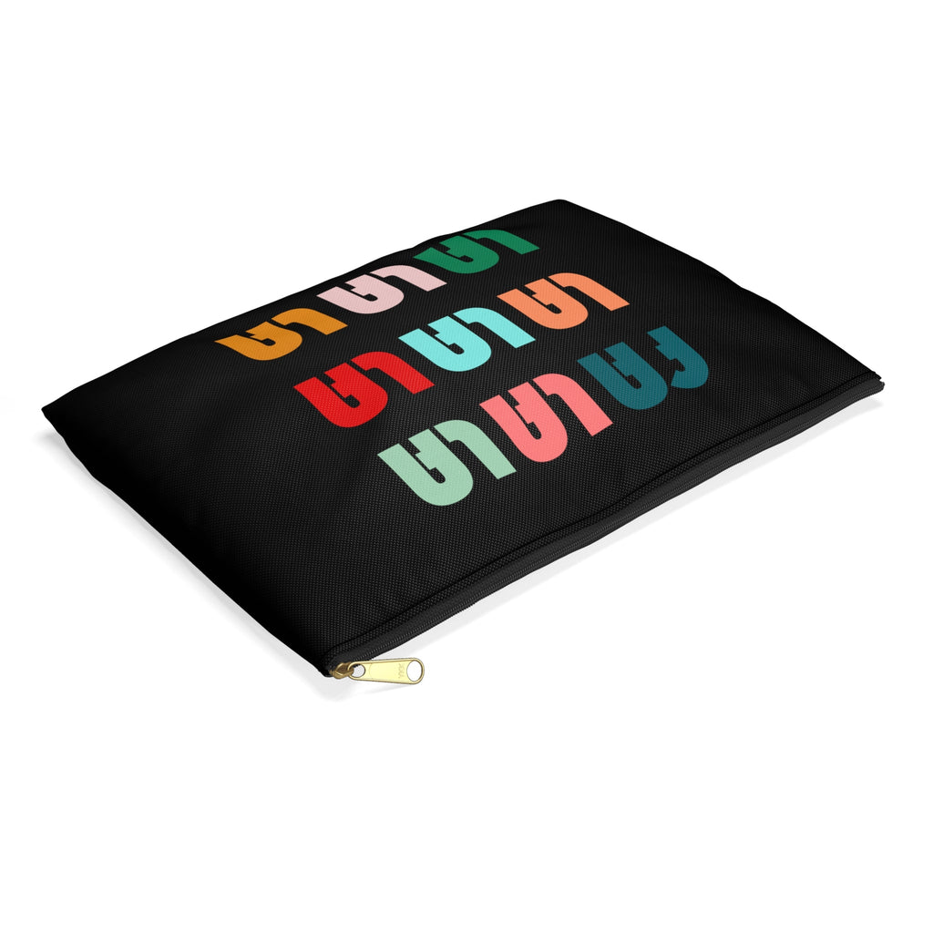 Fa La La La Black Retro Style Christmas Print Polyester Accessory Pouch Travel Bag