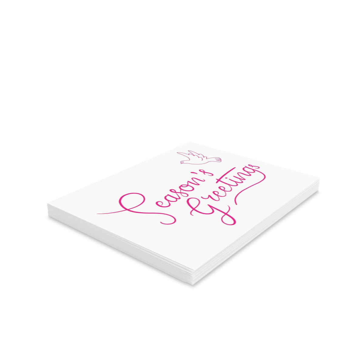 Season's Greetings Dove Pink Retro Christmas Style Matte Greeting Cards (8, 16, and 24 pcs)
