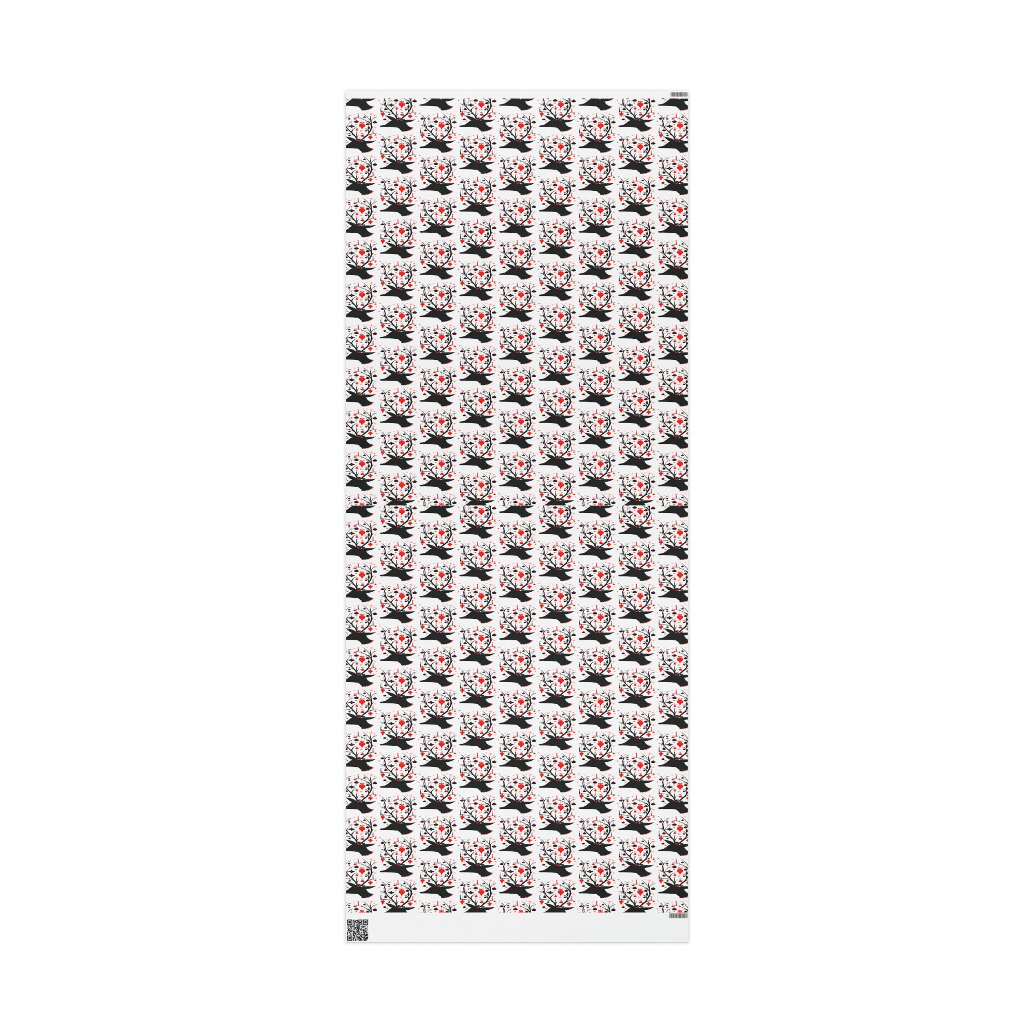 Reindeer Silhouette With Ornaments Mid Century Retro Christmas Print Holiday Gift Wrap Paper - Glossy Or Matte