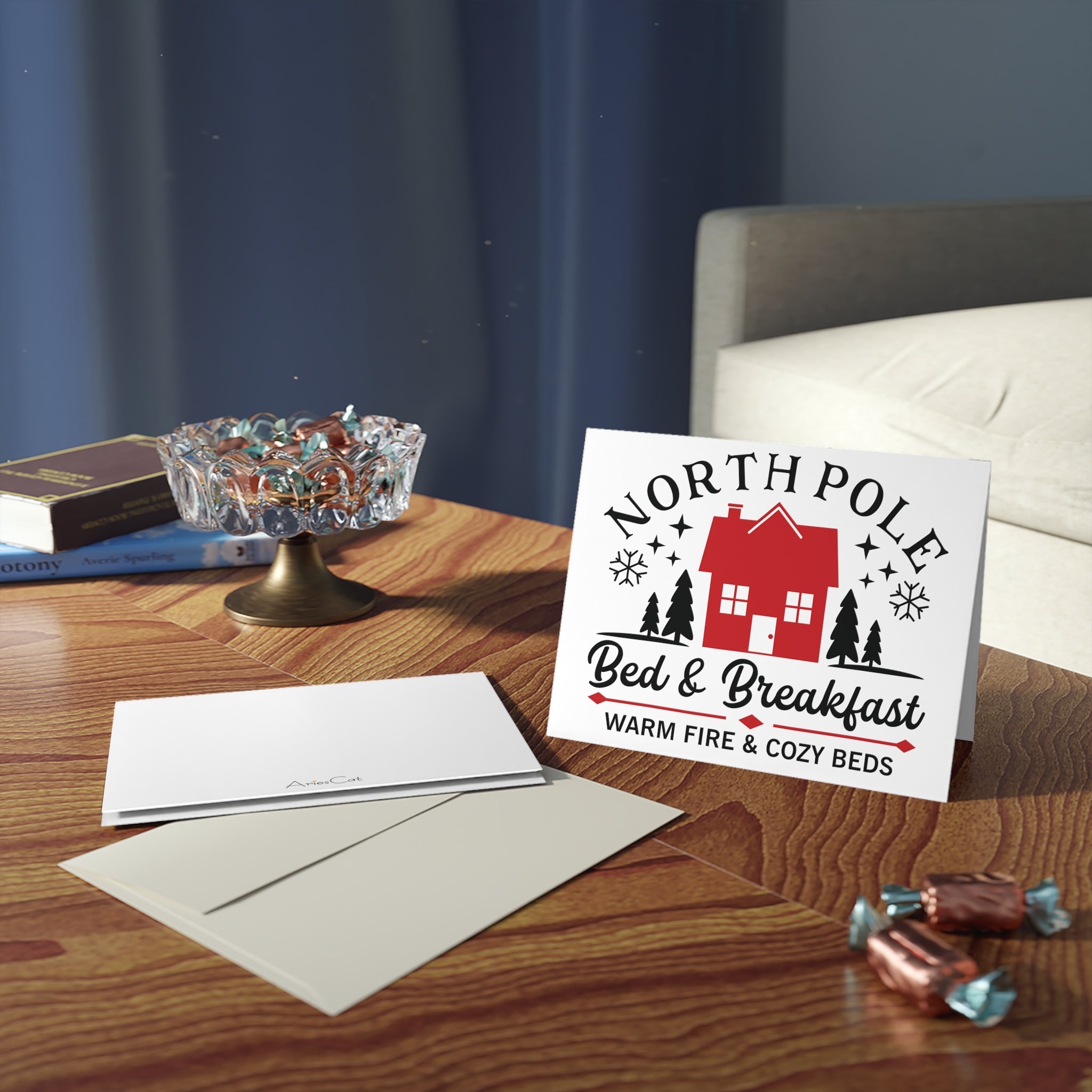 North Pole Bed And Breakfast Christmas Matte Greeting Cards (8, 16, and 24 pcs)