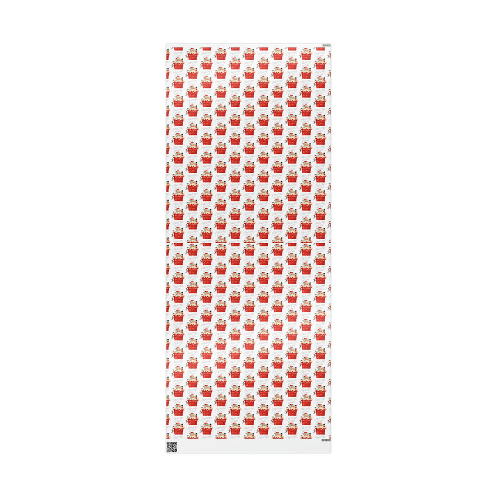 Christmas Wishes Santa In Chimney Mid Century Retro Christmas Style Holiday Gift Wrap Paper - Glossy Or Matte
