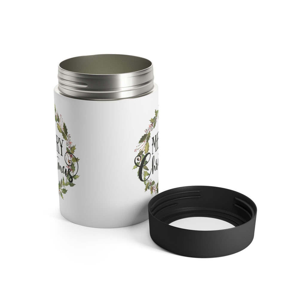 Merry Christmas Wreath Christmas Print Stainless Steel Can Holder