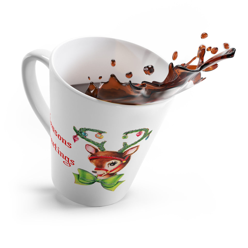 Reindeer Season's Greetings Mid Century Retro Print Latte Mug