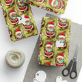 Cute Dancing Santa With Garland Mod Mid Century Retro Christmas Print Holiday Gift Wrap Paper - Glossy Or Matte
