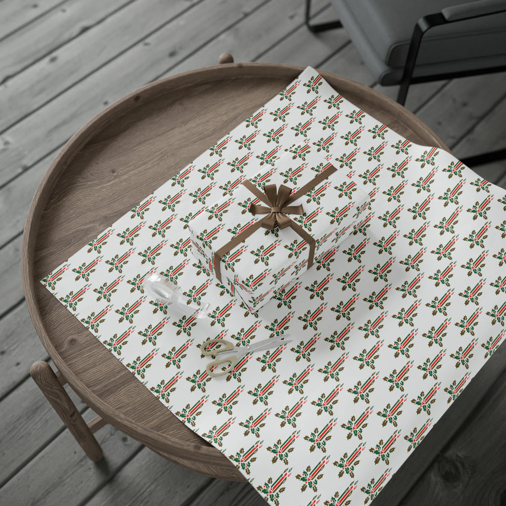 Christmas Candles With Holly Mid Century Retro Christmas Print Holiday Gift Wrap Paper - Glossy Or Matte