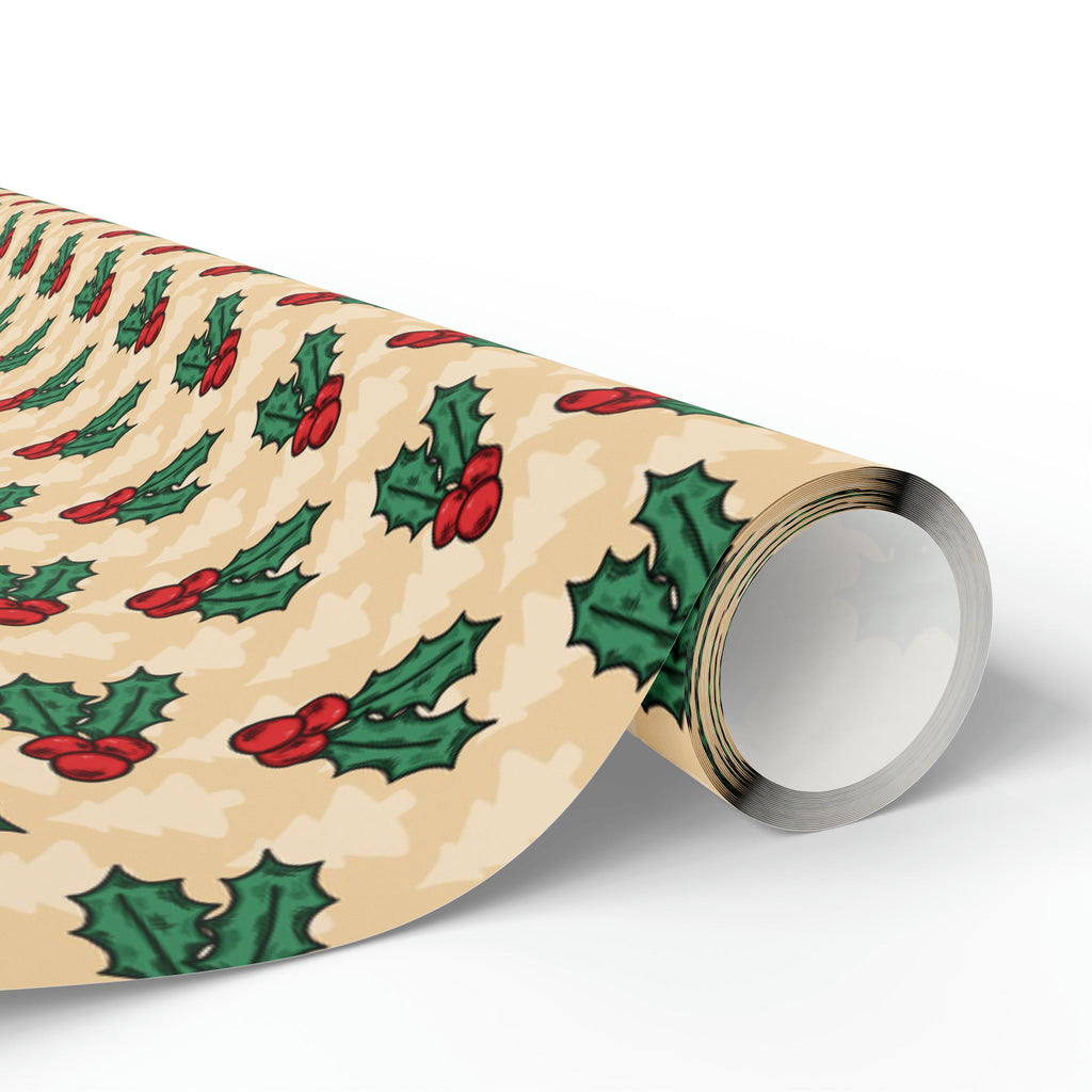 Cute Christmas Holly Trees Winter Christmas Print Holiday Gift Wrap Paper - Glossy Or Matte