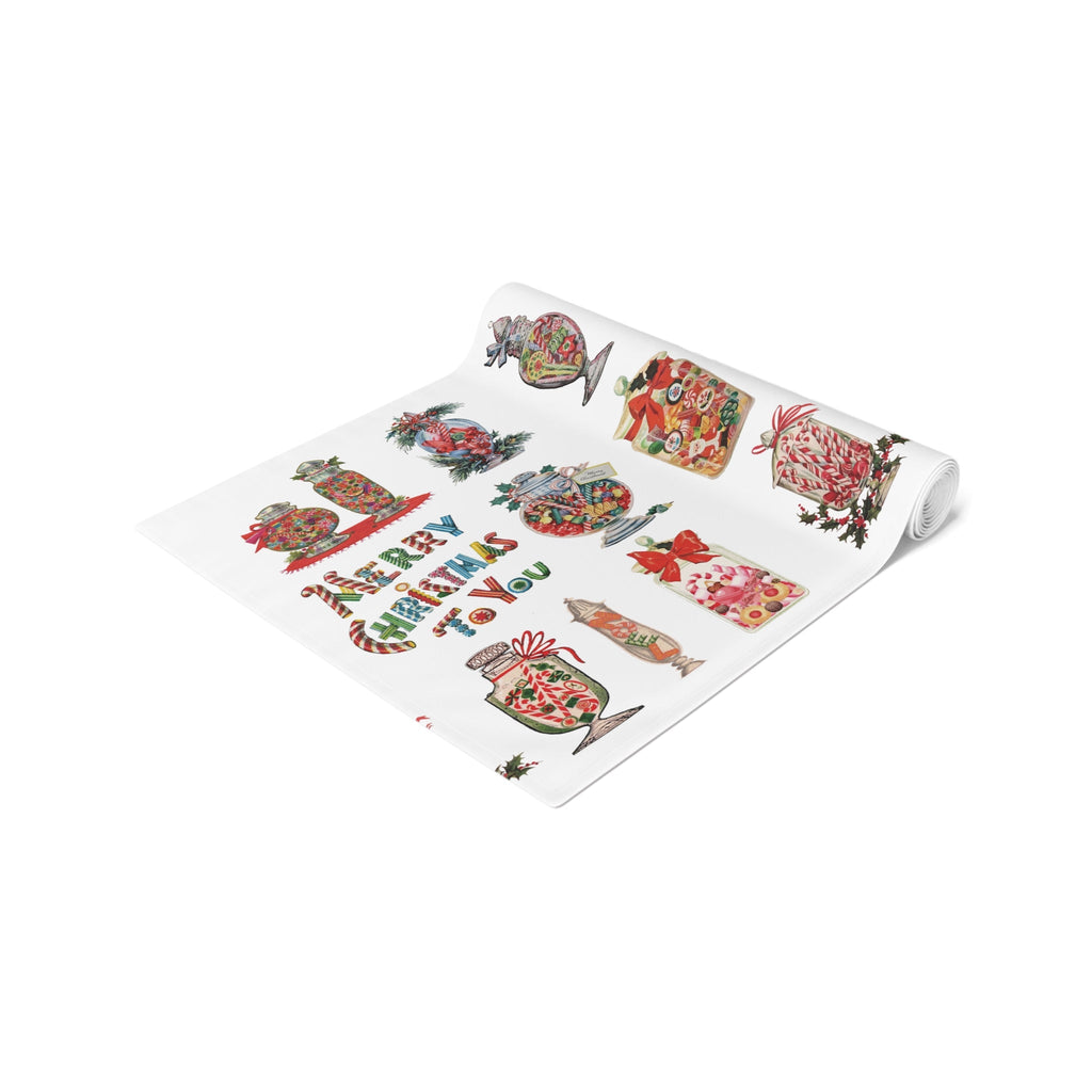 Merry Christmas To You Candy Retro Polyester Table Runner