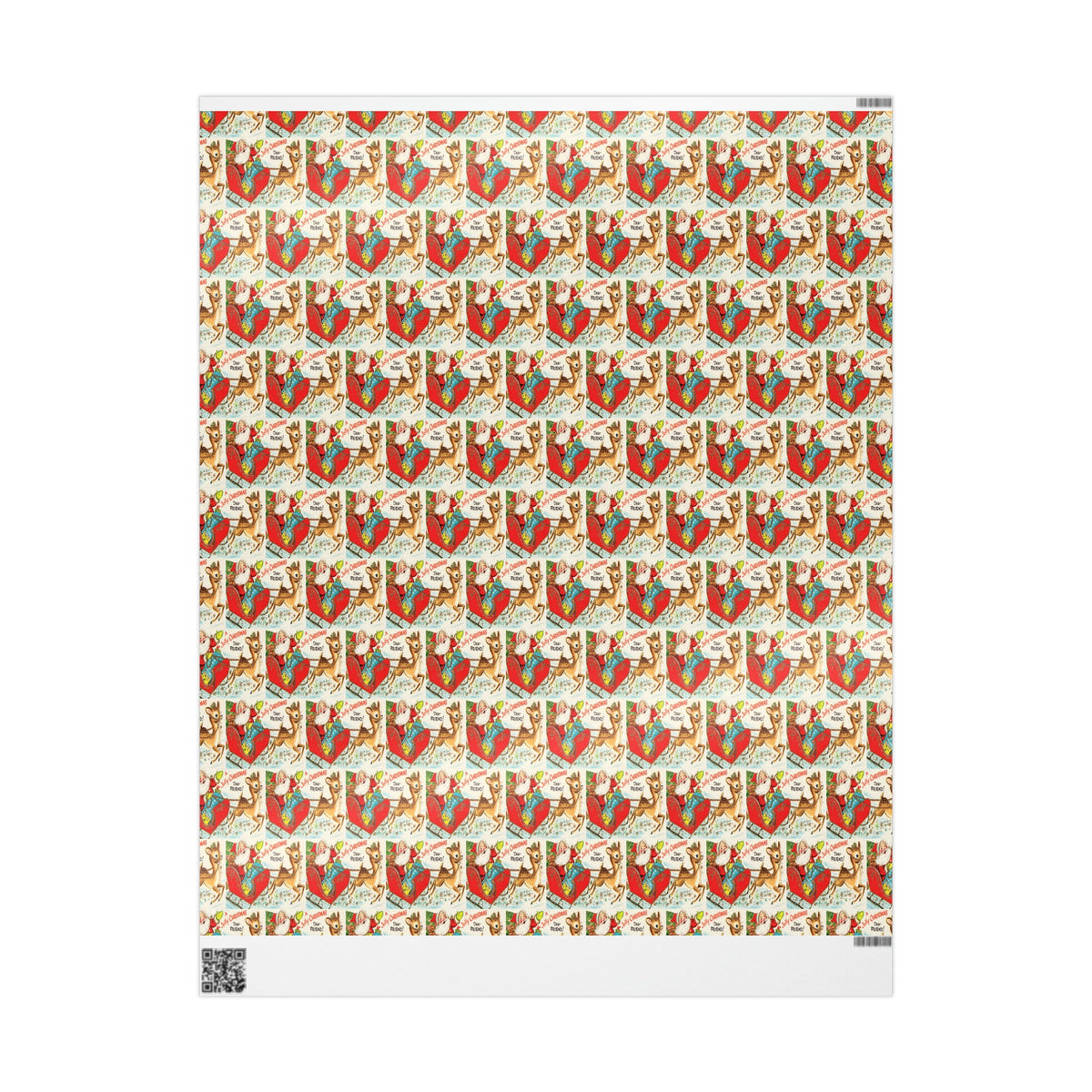 A Jolly Christmas Dear Friend Santa In Sleigh With Reindeer Mid Century Retro Christmas Print Holiday Gift Wrap Paper - Glossy Or Matte