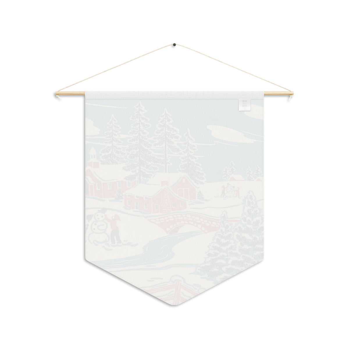 Christmas Winter Scene Mid Century Retro Christmas Print Wall Hanging Banner Flag