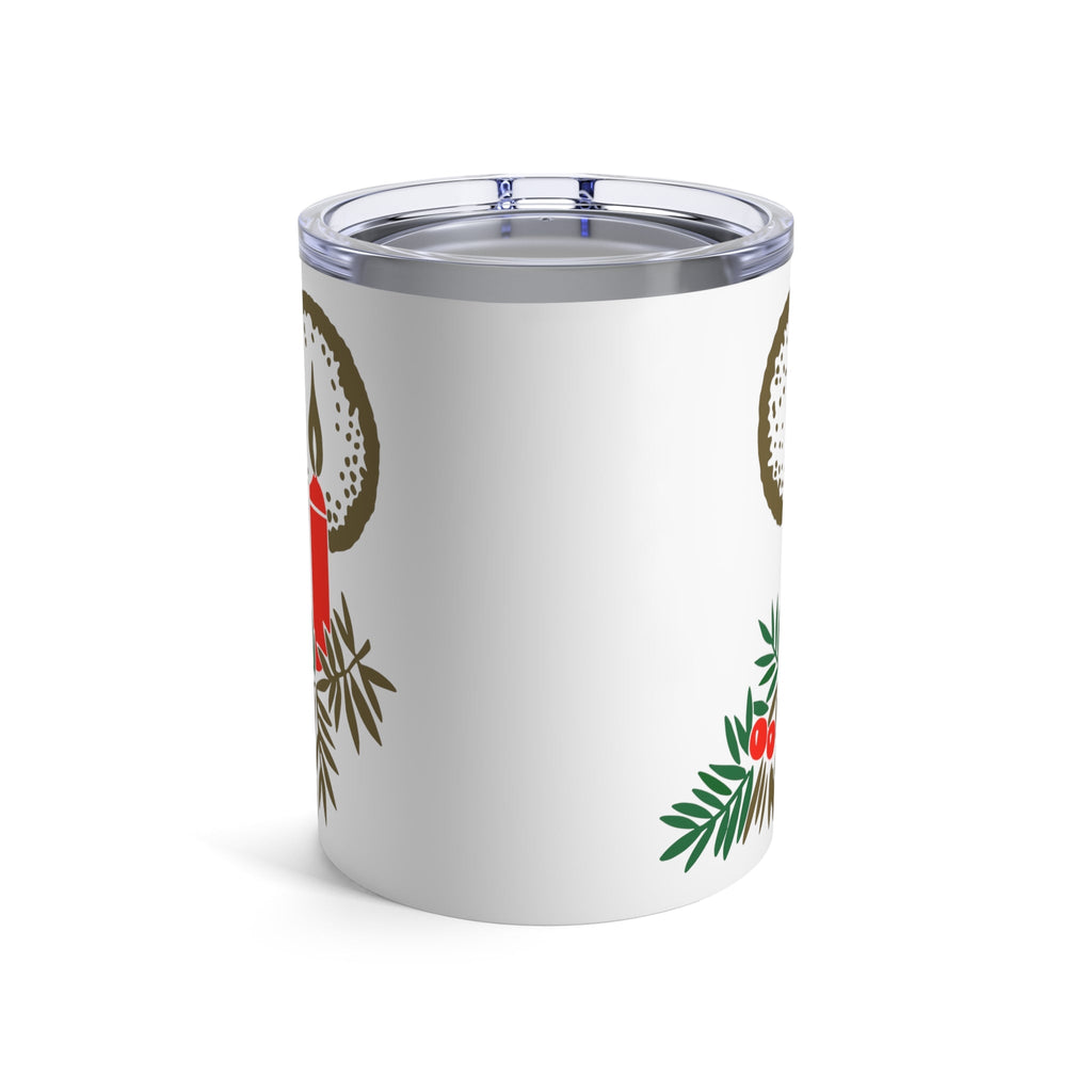 Christmas Candle Holly 50s Mid Century Retro Christmas Print Stainless Steel Tumbler 10oz