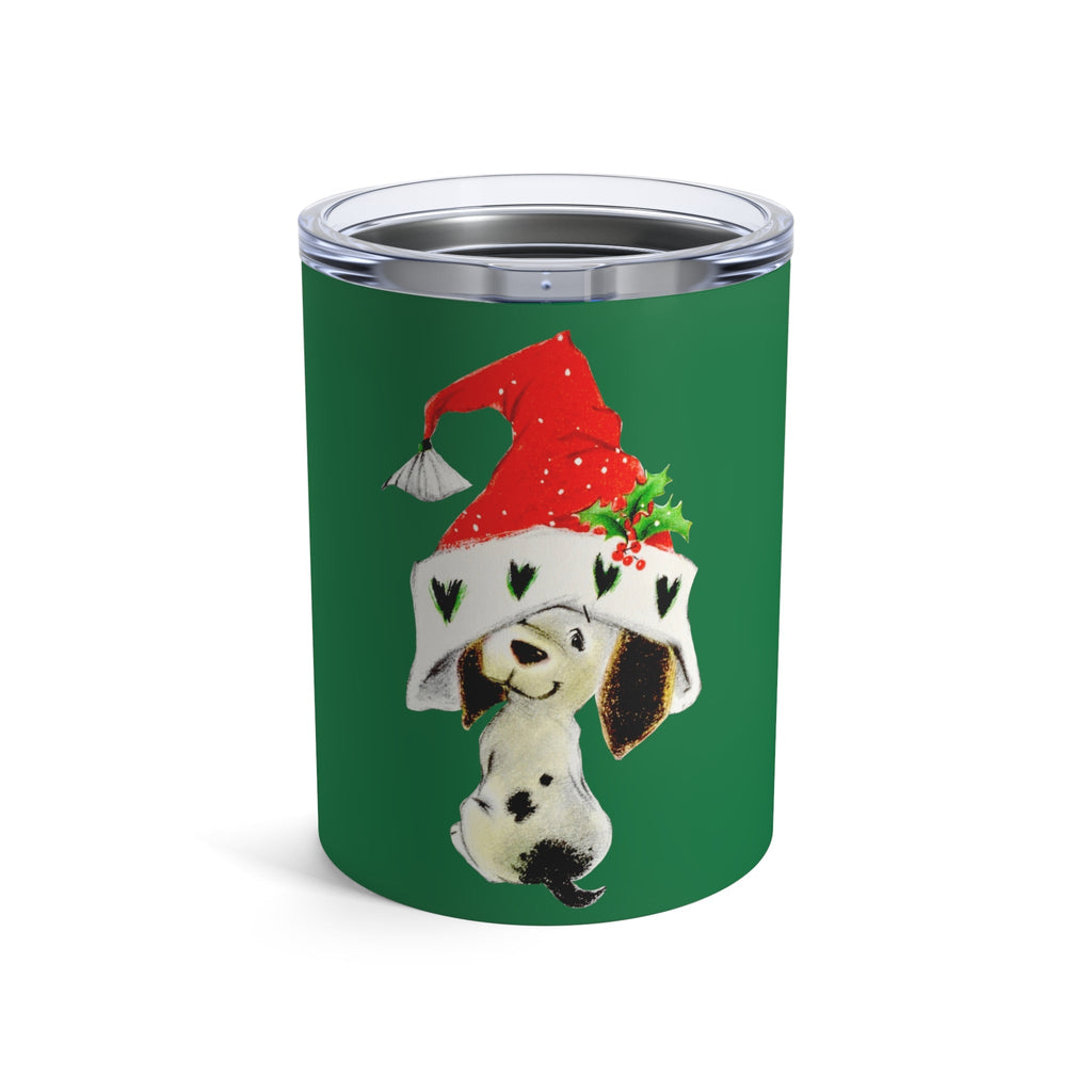 Christmas Dalmation Puppy In Santa Hat Retro Christmas Print Stainless Steel Tumbler 10oz