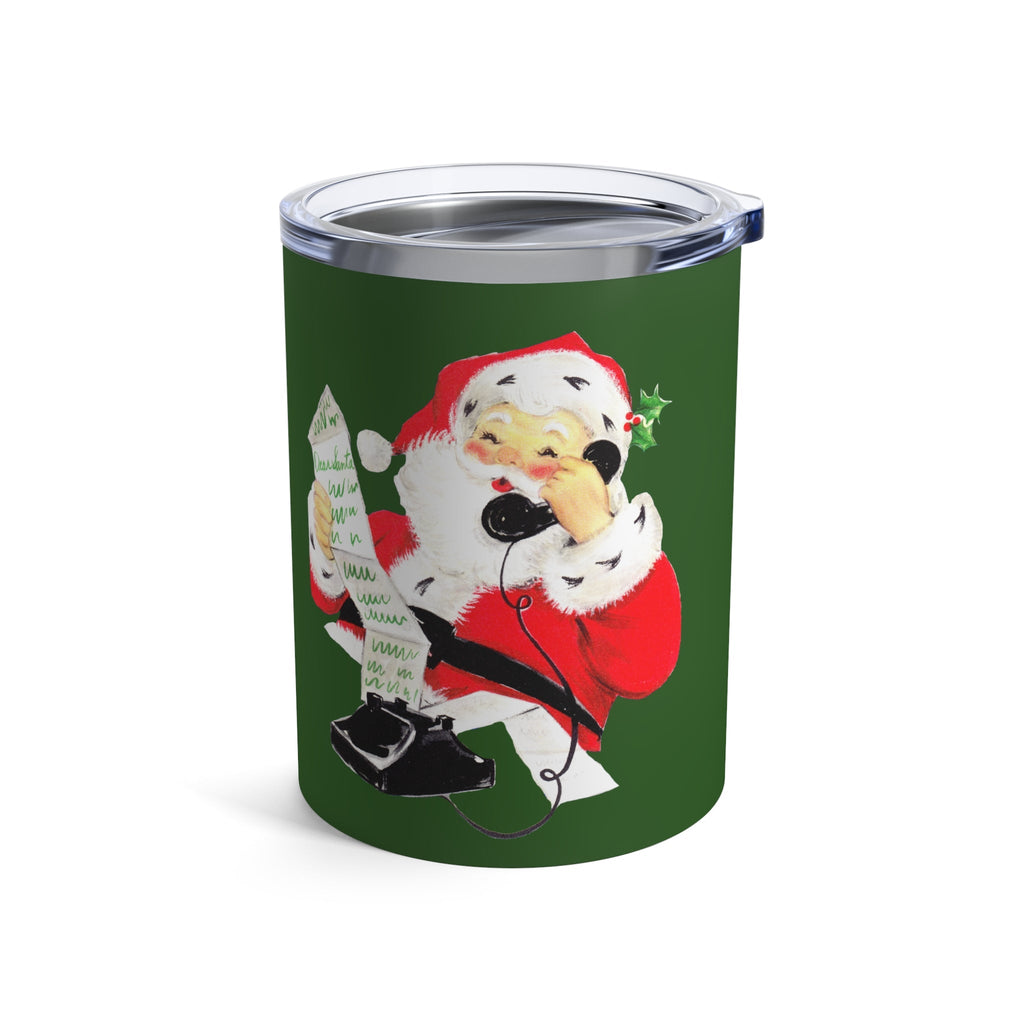 Santa Checking His List On Telephone Vintage Retro Christmas Print Stainless Steel Tumbler 10oz