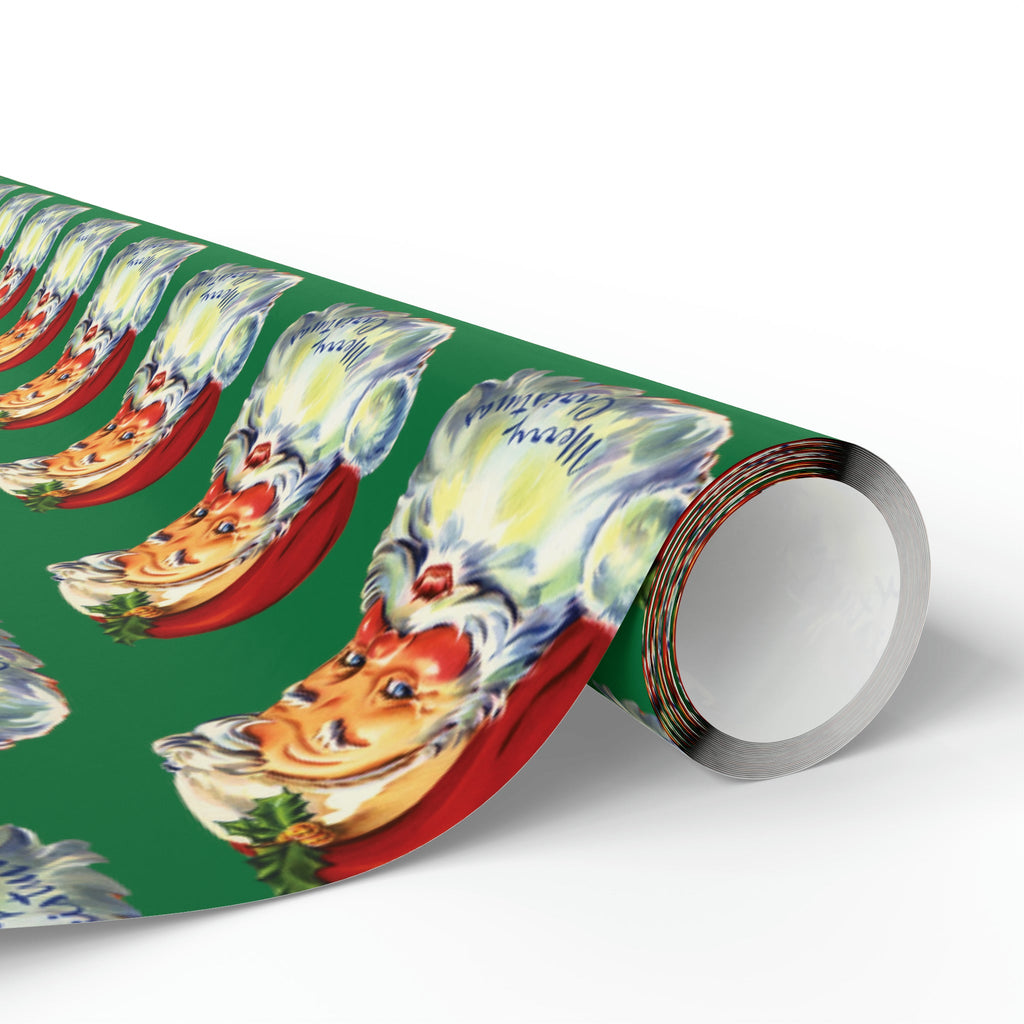 Merry Christmas Santa Retro Christmas Print Holiday Gift Wrap Paper - Glossy Or Matte
