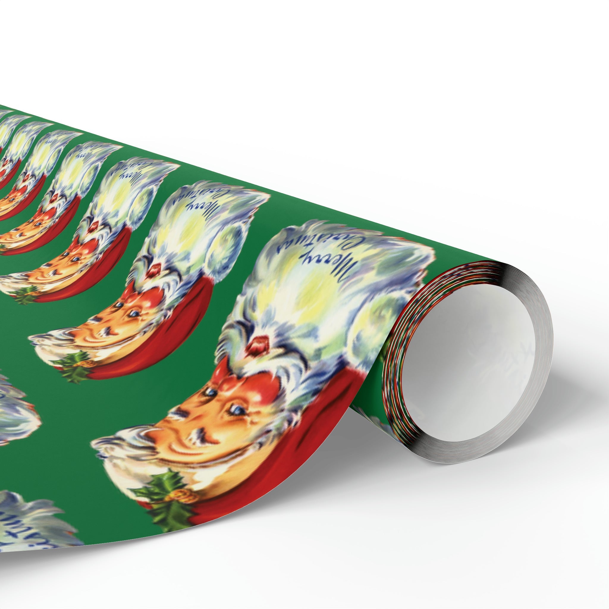 Merry Christmas Santa Retro Christmas Print Holiday Gift Wrap Paper - Glossy Or Matte
