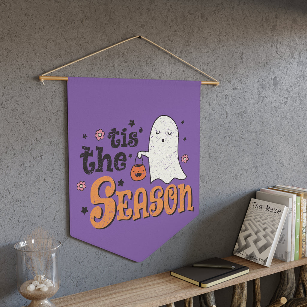 Tis The Season Trick Or Treat Ghost Distressed Halloween Print Wall Hanging Banner Flag