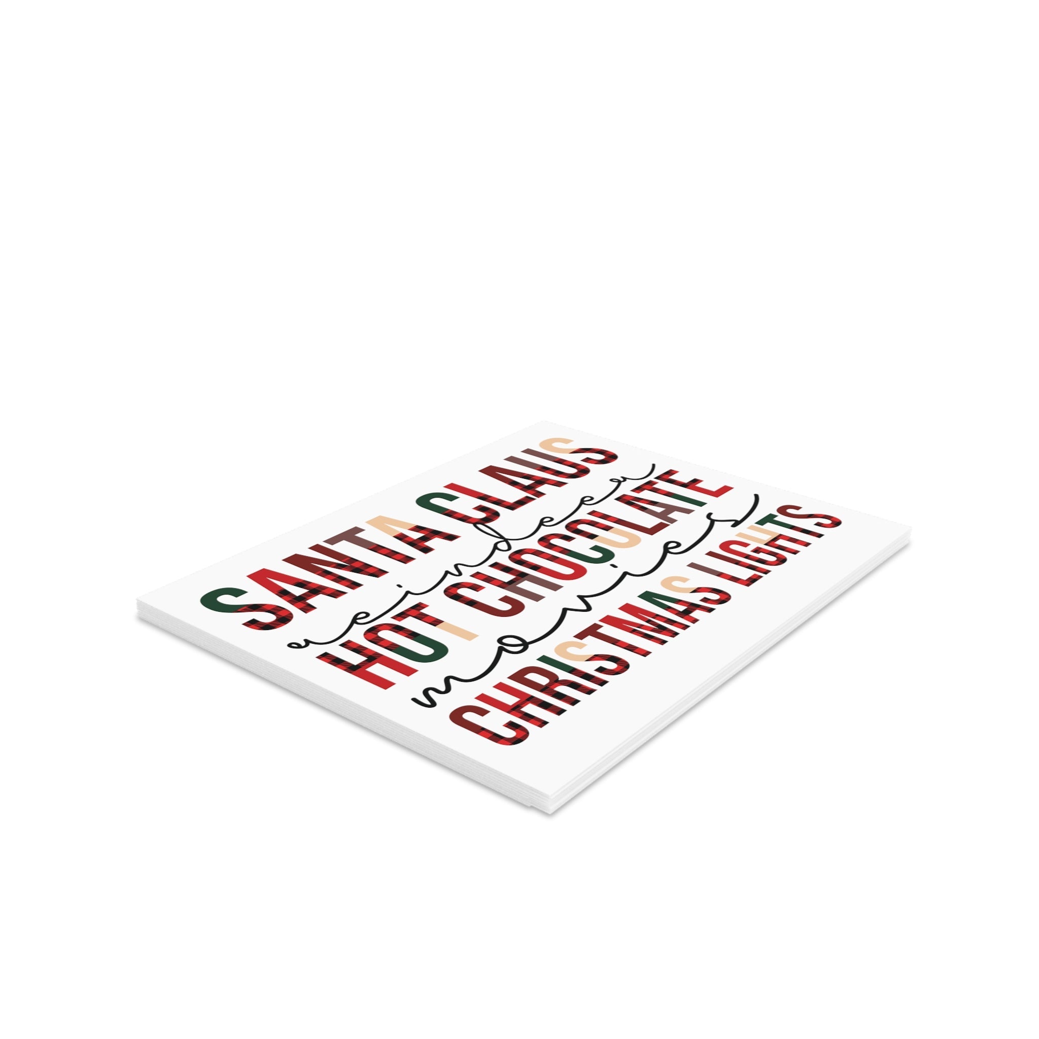 Santa Claus Reindeer Hot Chocolate Movies Christmas Lights Christmas Matte Greeting Cards (8, 16, and 24 pcs)