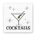 Cocktails Mid Century Retro Design Black and White Canvas Gallery Wrap