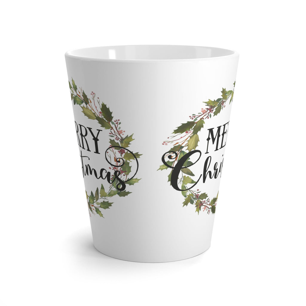 Merry Christmas Wreath Christmas Print Latte Coffee Mug