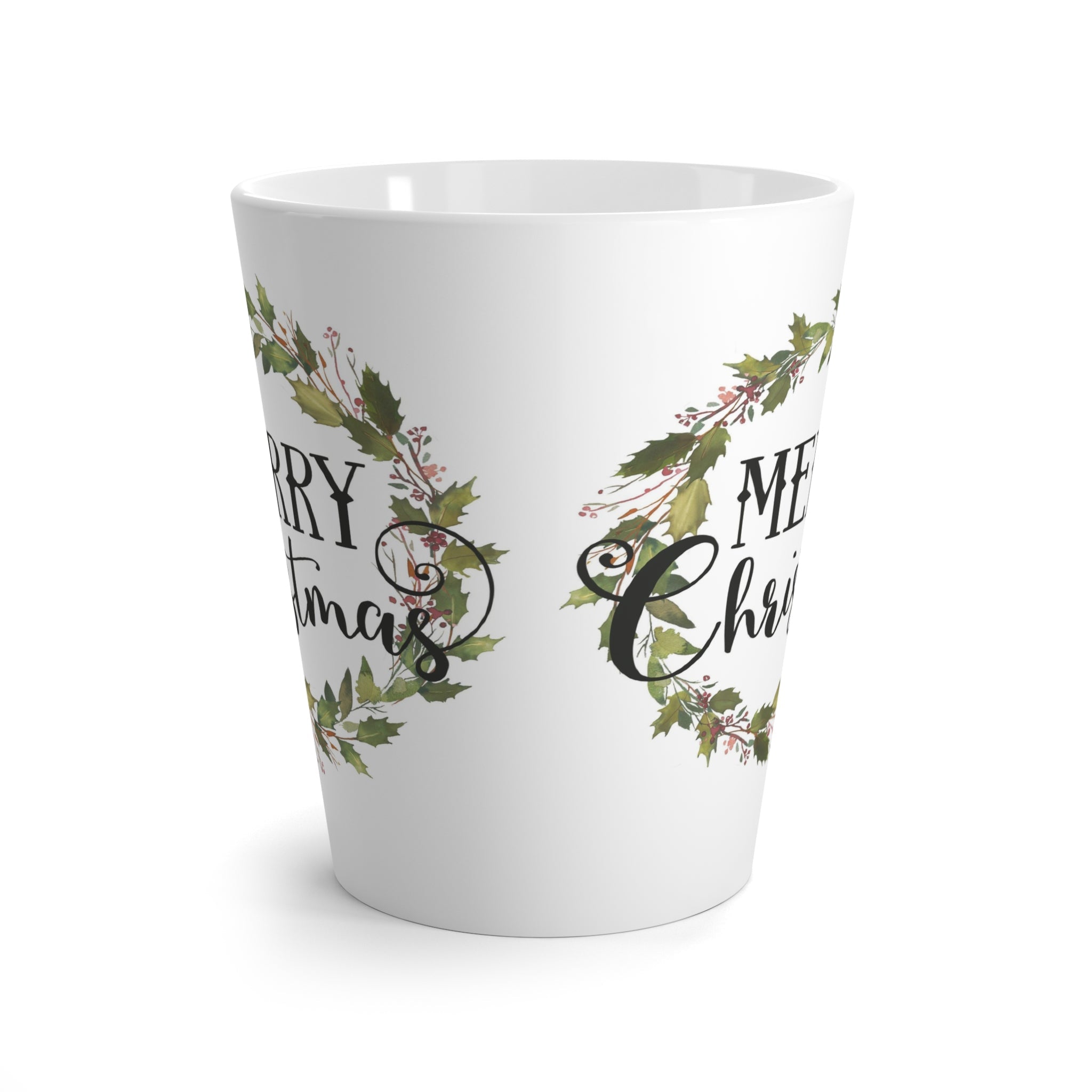Merry Christmas Wreath Christmas Print Latte Coffee Mug