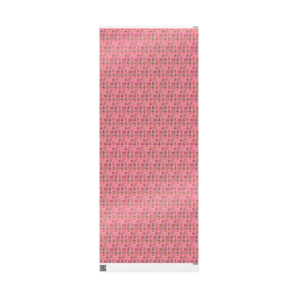 Merry Christmas To You Christmas Candy Pink Mid Century Retro Christmas Print Holiday Gift Wrap Paper - Glossy Or Matte