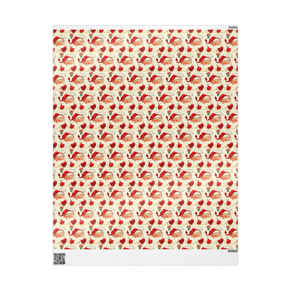 Merry Christmas Santa Under The Mistletoe Mid Century Retro Christmas Print Holiday Gift Wrap Paper - Glossy Or Matte