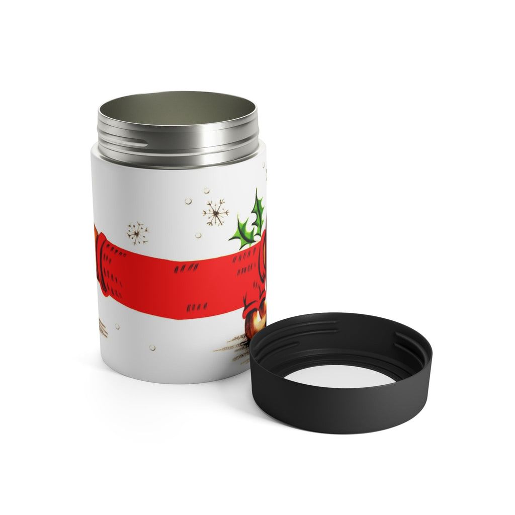 Christmas Dachshund Wiener Dog Mid Century Retro Christmas Print Lined Stainless Steel Can Holder
