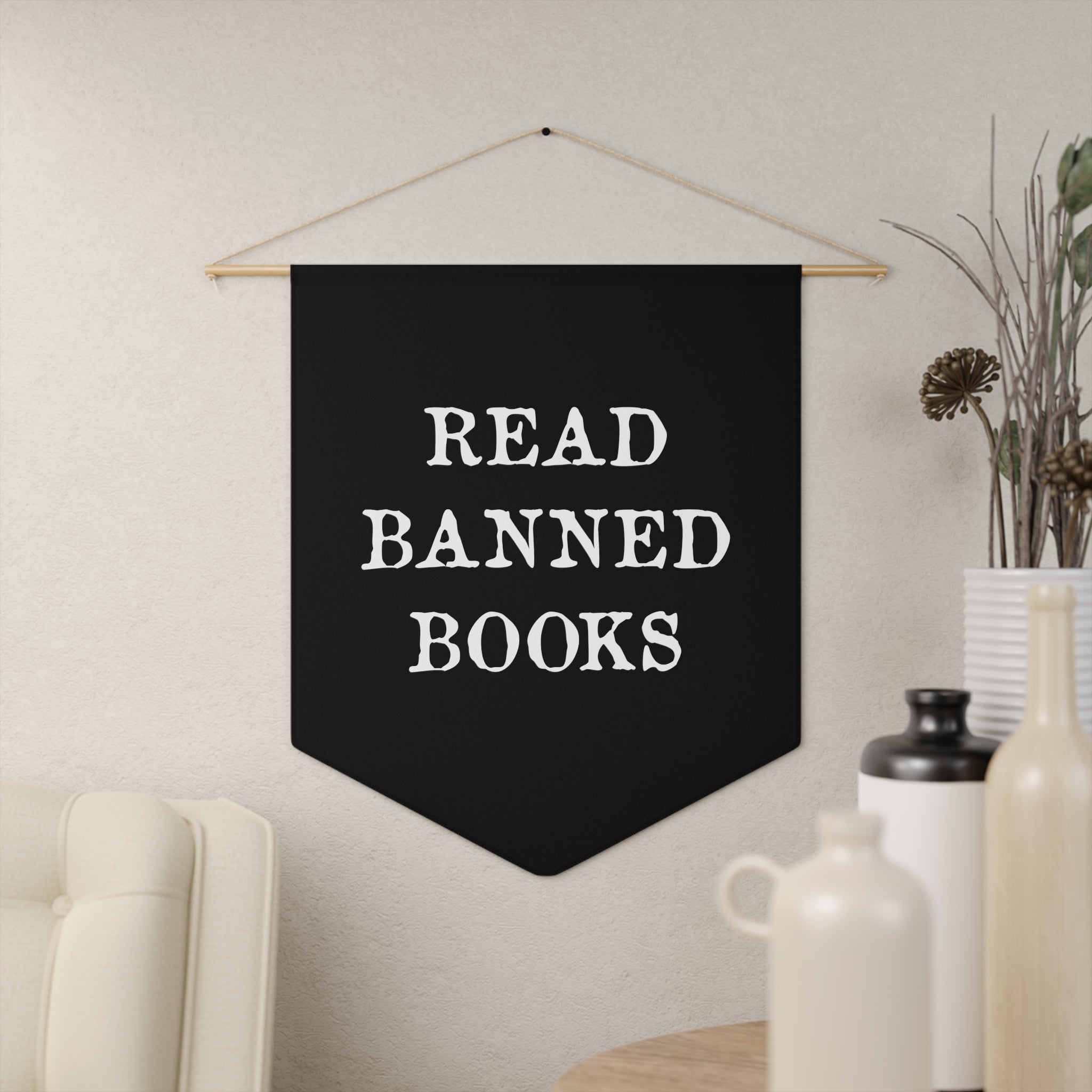 Read Banned Books Wall Hanging Pennant Banner Flag