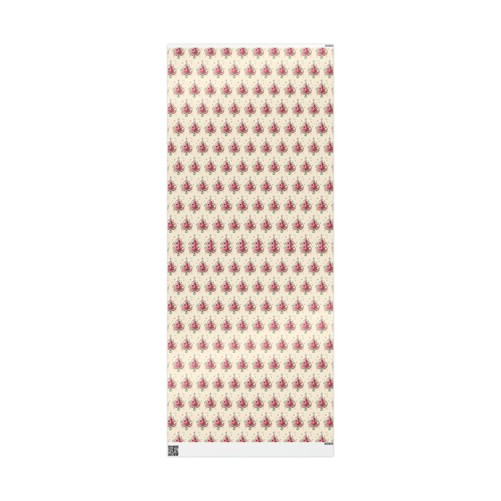 Noel Pink Christmas Trees Mid Century Retro Christmas Print Holiday Gift Wrap Paper - Glossy Or Matte