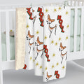 Noel Reindeer Atomic Mid Century Retro Style Sherpa Fleece Blanket