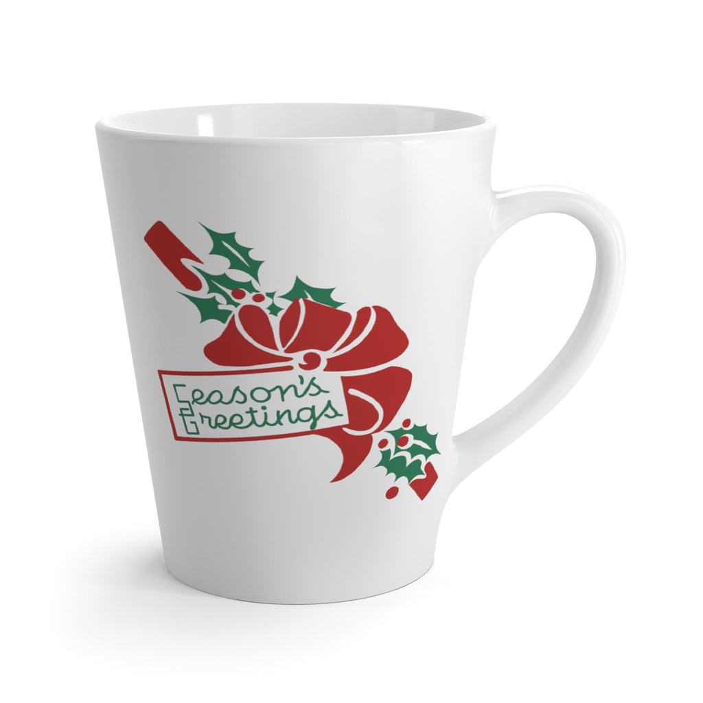 Season's Greetings Bow And Holly Mid Century Retro Christmas Latte Mug