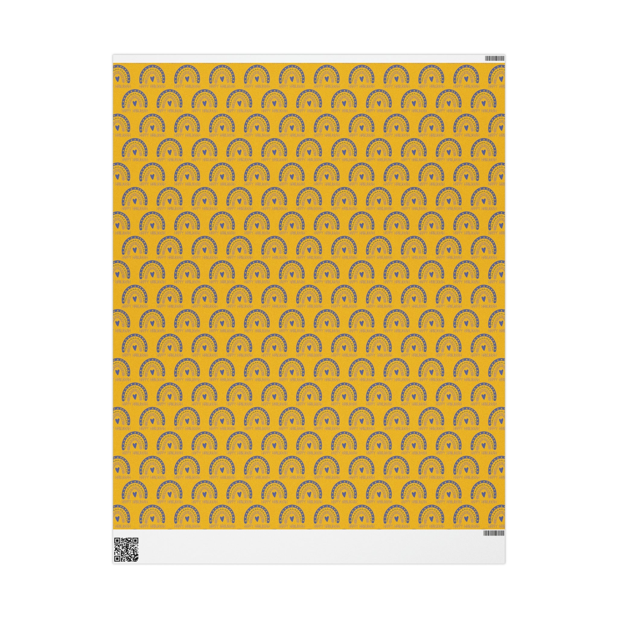 Happy Hanukkah Boho Rainbow Yellow Holiday Gift Wrap Paper - Glossy Or Matte