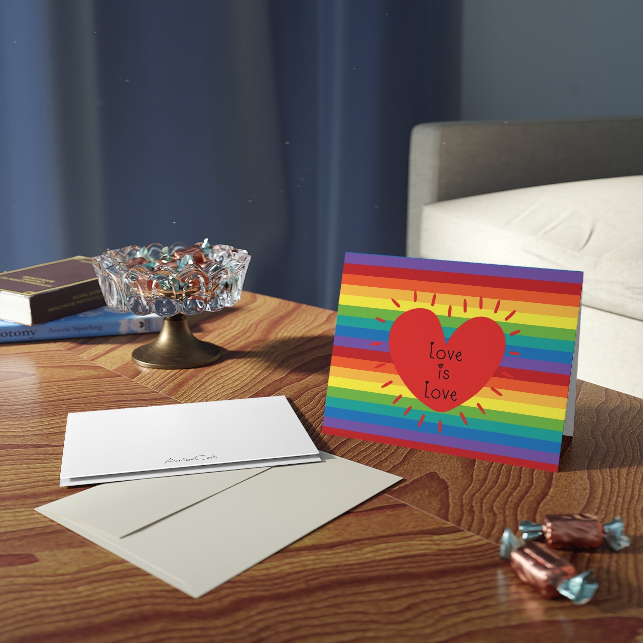 Love Is Love Rainbow Pride Matte Greeting Cards (8, 16, and 24 pcs)