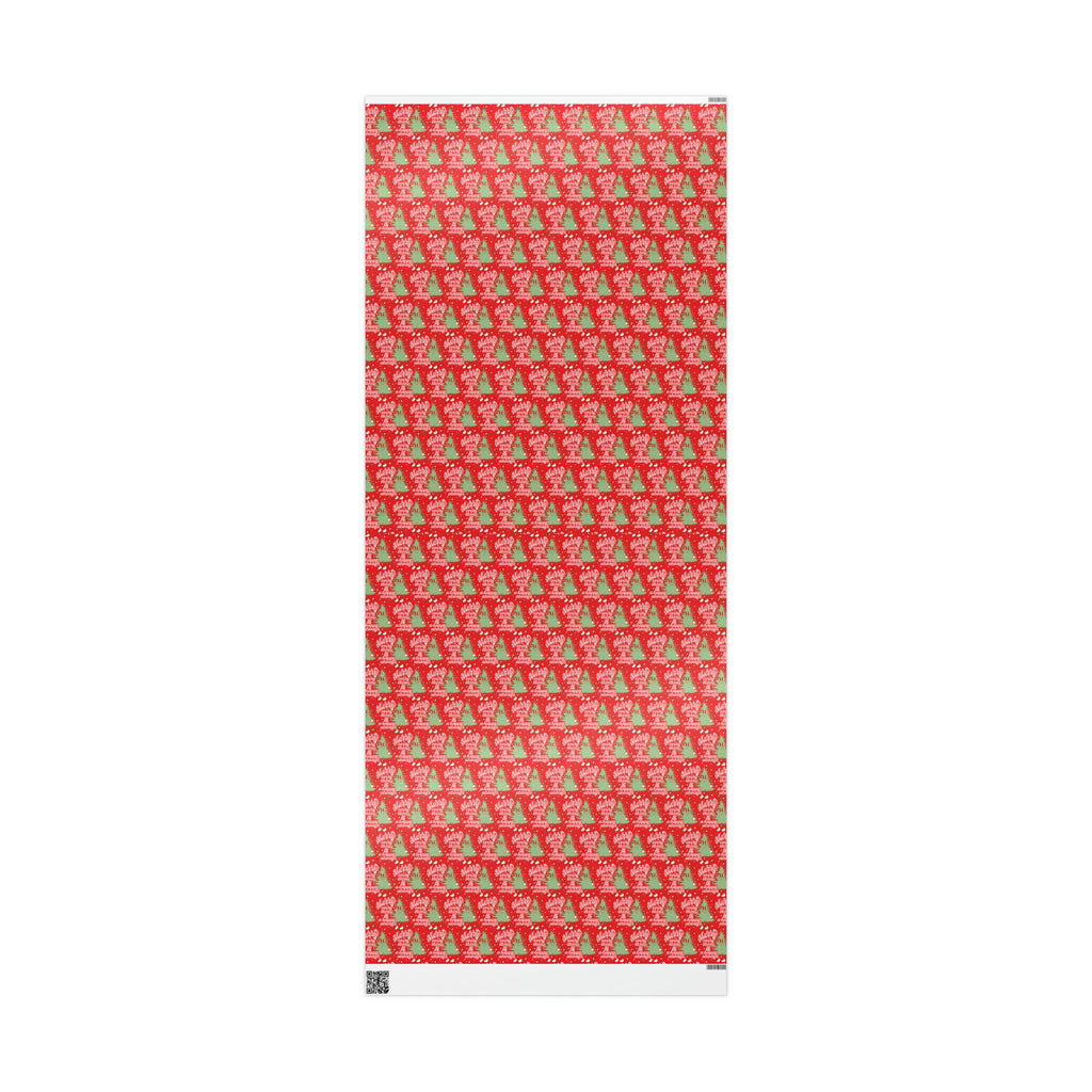 Merry Everything And Happy Always Cute Christmas Tree Retro Style Christmas Holiday Gift Wrap Paper - Glossy Or Matte