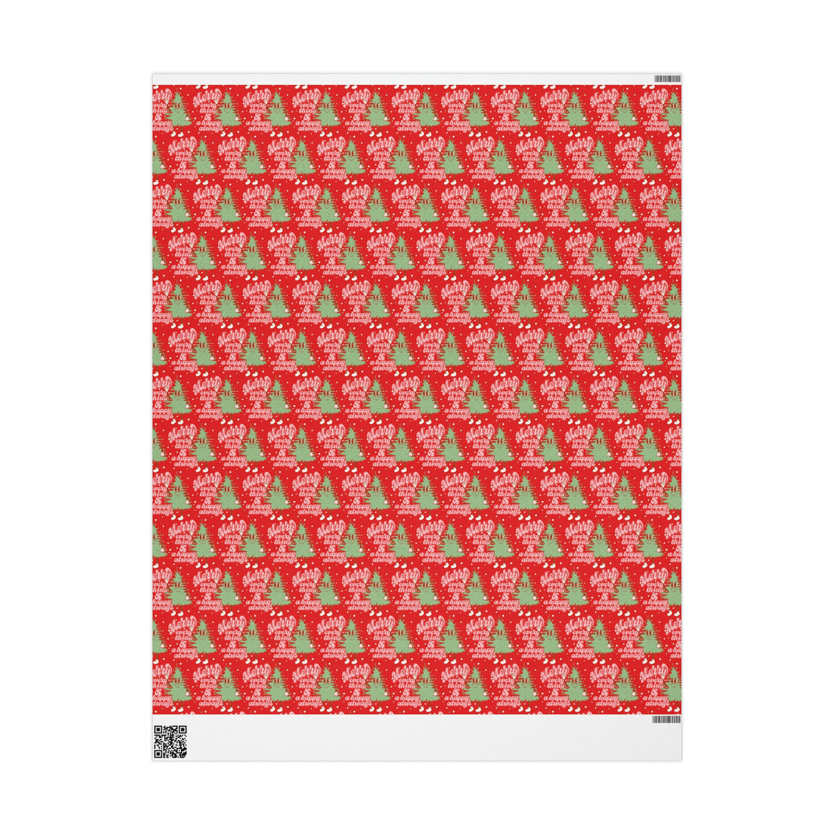 Merry Everything And Happy Always Cute Christmas Tree Retro Style Christmas Holiday Gift Wrap Paper - Glossy Or Matte