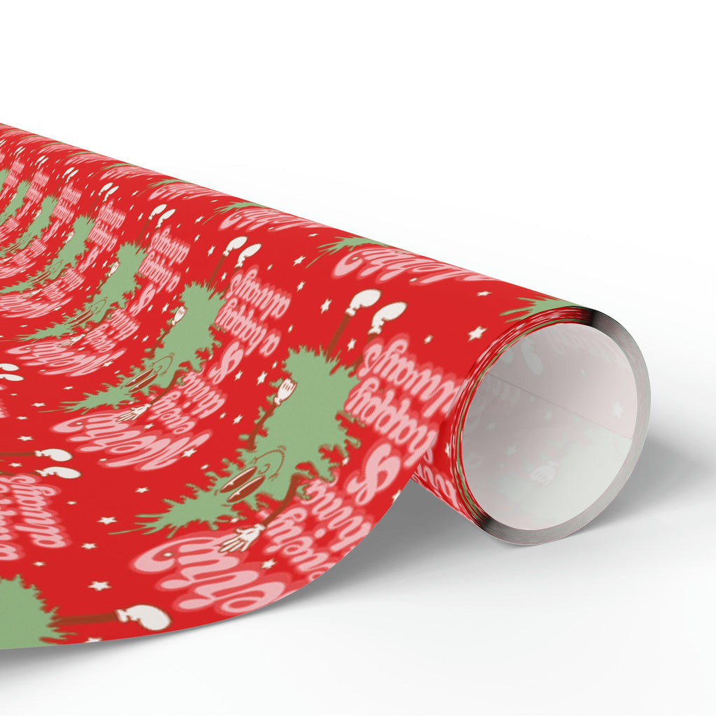 Merry Everything And Happy Always Cute Christmas Tree Retro Style Christmas Holiday Gift Wrap Paper - Glossy Or Matte
