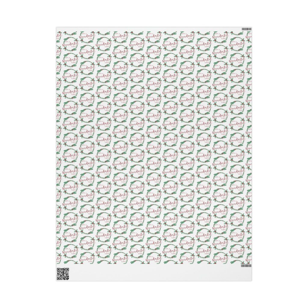 It's A Wonderful Life Christmas Wreath Retro Style Holiday Gift Wrap Paper - Glossy Or Matte