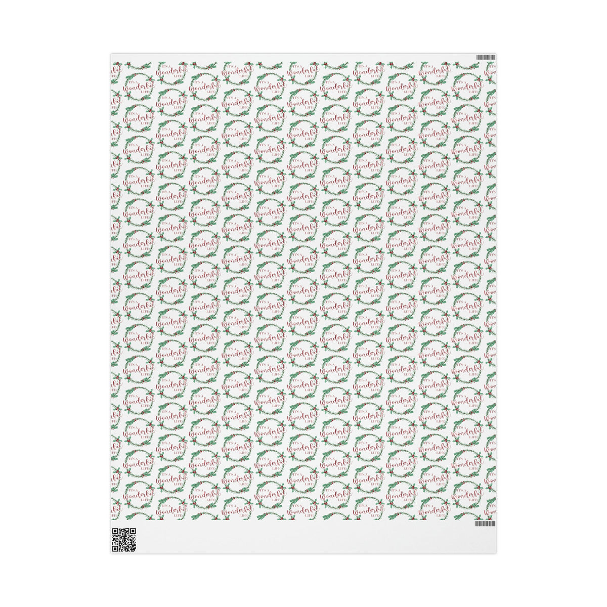 It's A Wonderful Life Christmas Wreath Retro Style Holiday Gift Wrap Paper - Glossy Or Matte
