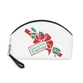 Season's Greetings Bow And Holly Mid Century Retro Christmas Print Travel Cosmetic Makeup Bag