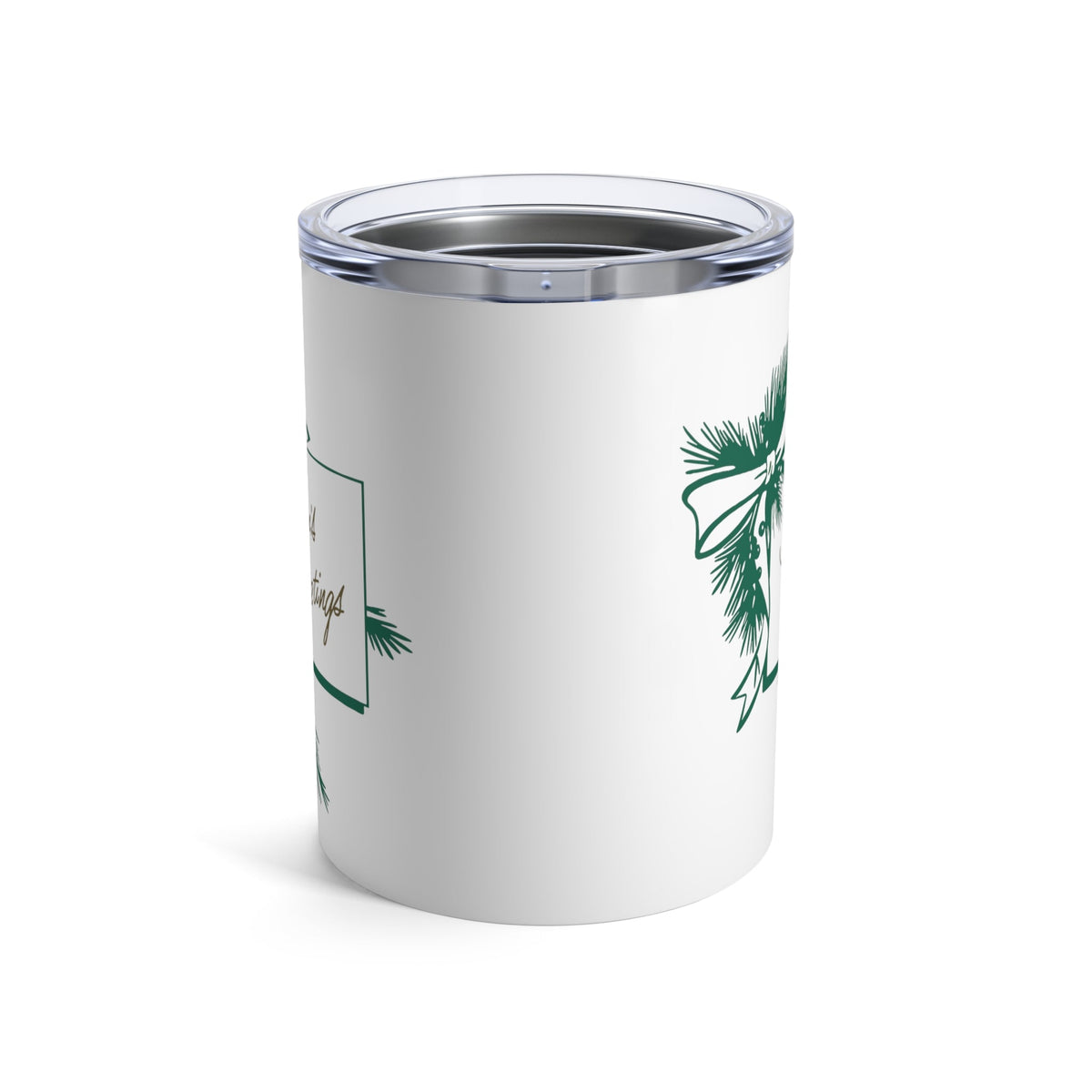 Season's Greetings Holly Mid Century Retro Christmas Print Stainless Steel Tumbler 10oz
