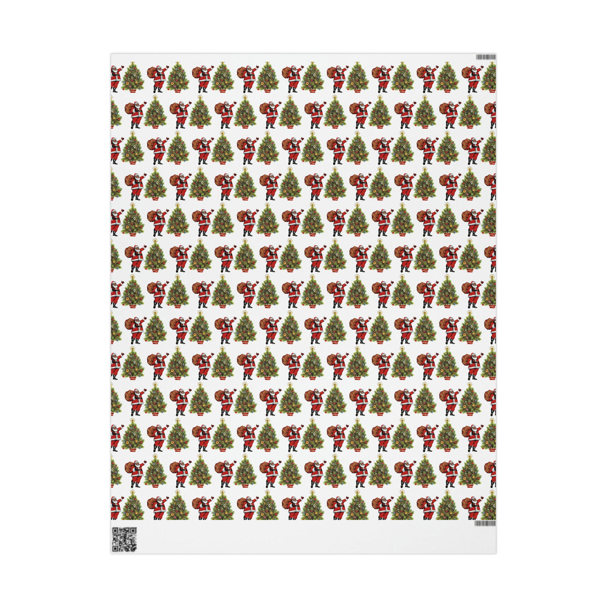 Santa With Christmas Tree Mid Century Retro Christmas Print Holiday Gift Wrap Paper - Glossy Or Matte