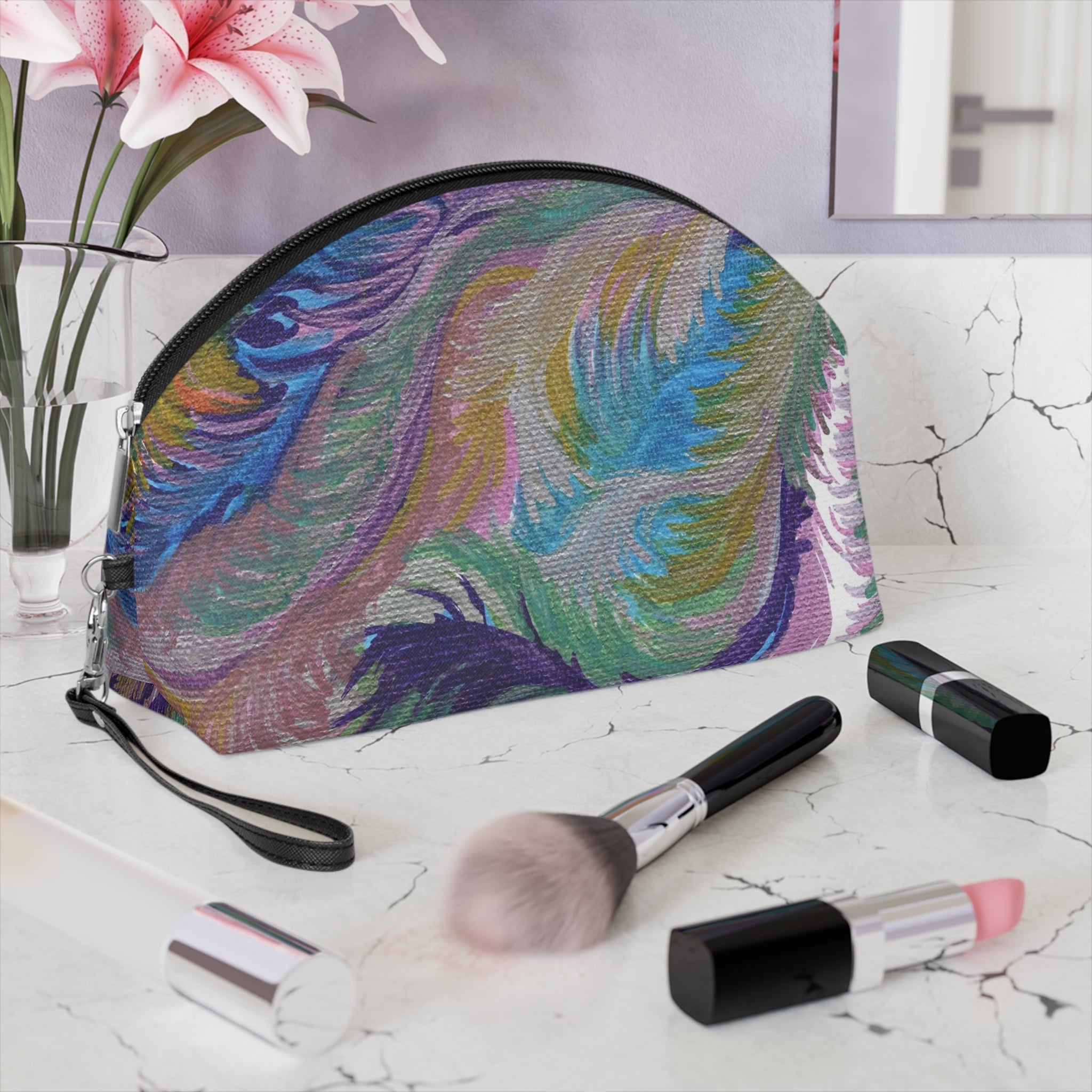 Lyran Love Caden Caraco Art Print Cosmetic Travel Makeup Bag Wristlet