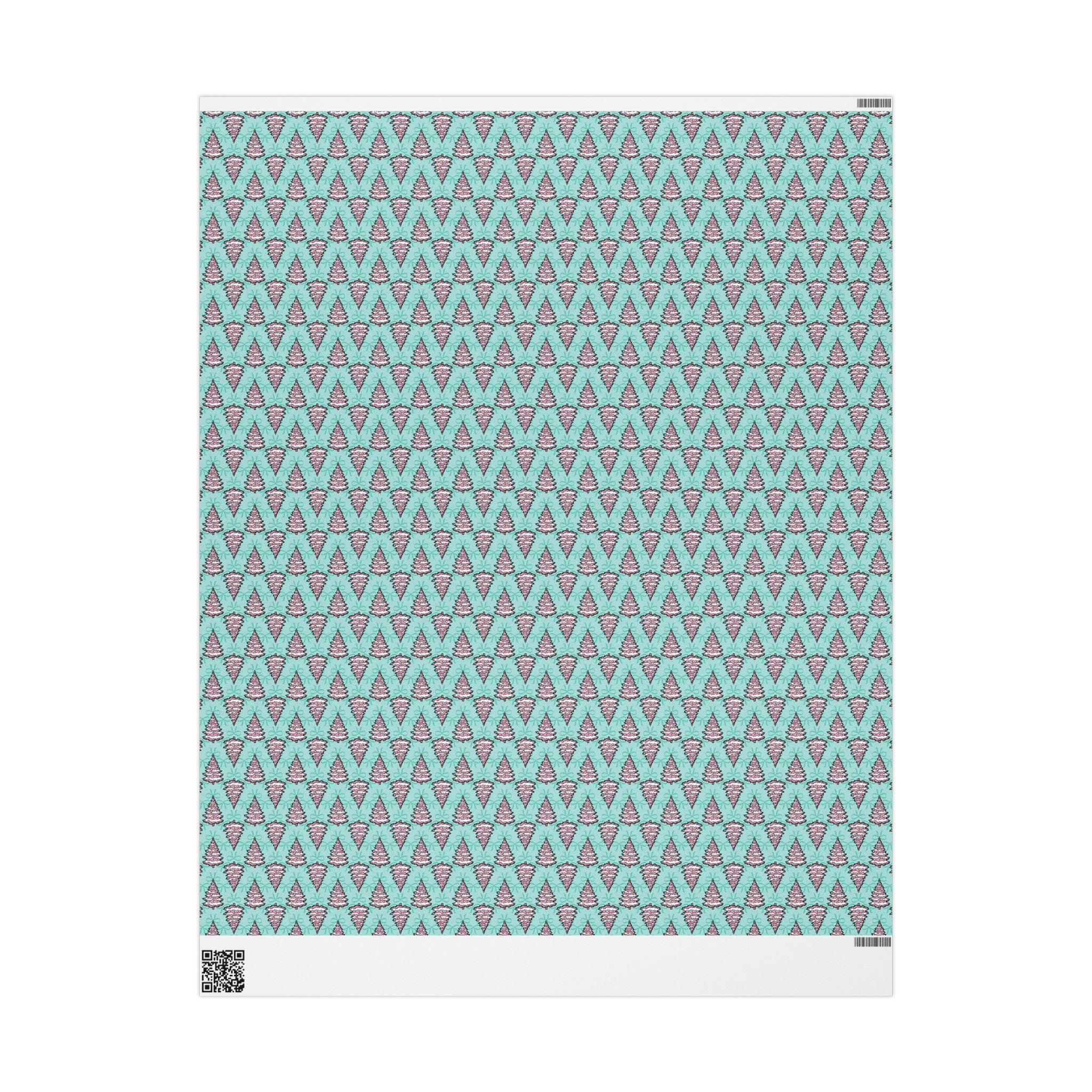 Pastel Pink Christmas Trees Teal Christmas Print Holiday Gift Wrap Paper - Glossy Or Matte
